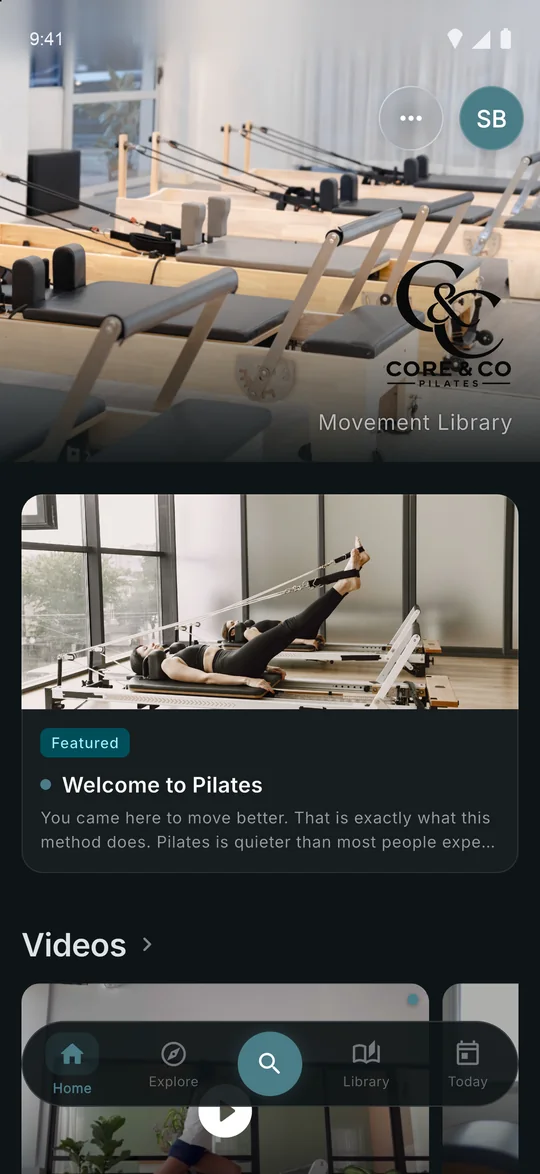 C3NTR Home screen for a fitness school